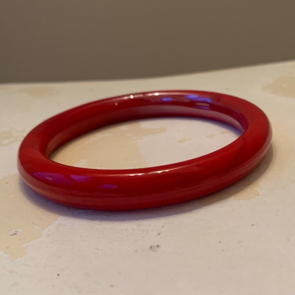 STUNNING Vintage Red Slag Glass Marbled Bangle Bracelet